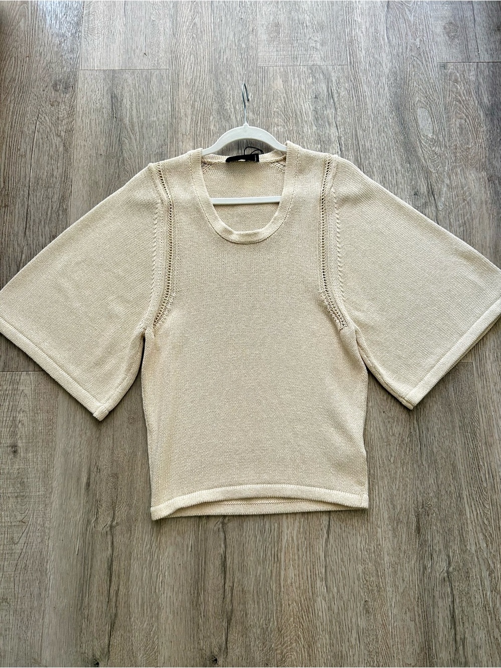 Zara Minimalist Oversized Sleeve Knit Sweater Cream SZ S/ M NWT